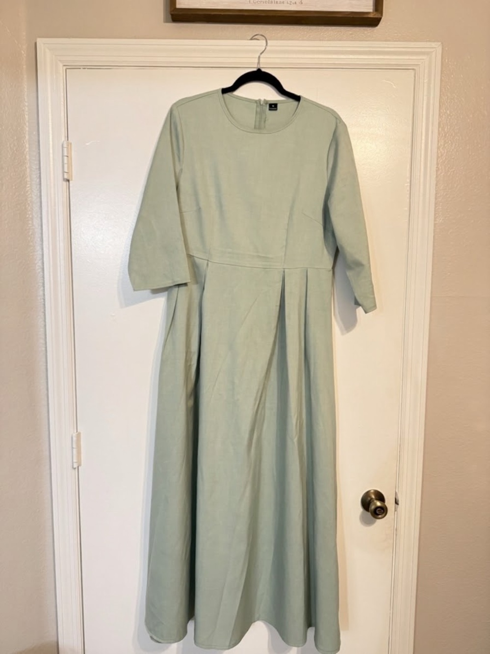 Sage Green Modest Long Sleeve Pleated Maxi Dress XL - Mint / Pistachio